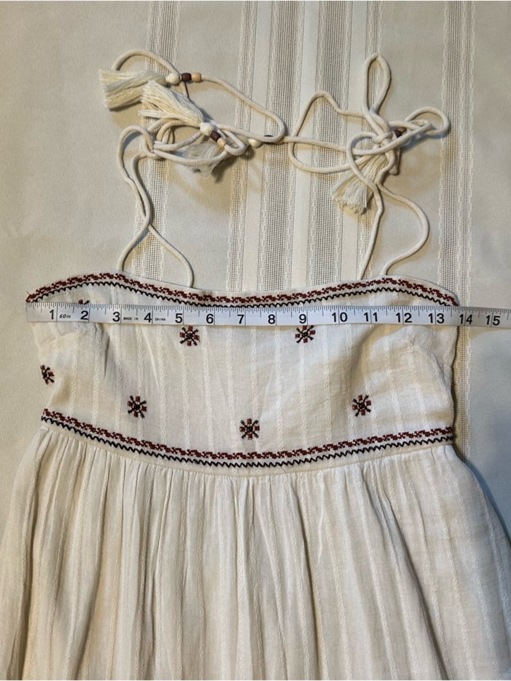 American Eagle Outfitters Cream Maxi Dress with Mauve Floral Trim - Picture 8 of 16